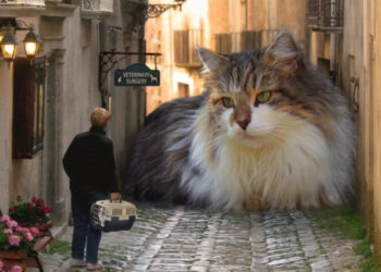 В аэропорту Гонконга оживили мем: гигантский интерактивный “Кэтзилла” спит прямо в зале прилетов